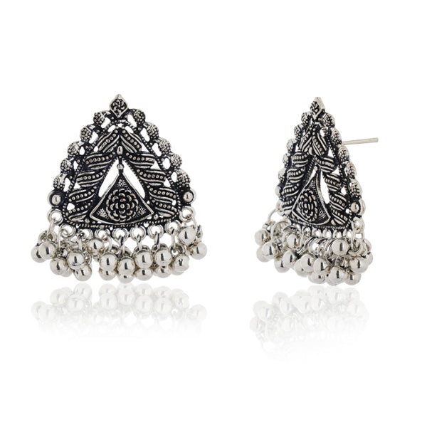 "Charming oxidized hoops with delicate ghungroo, blending tradition and playful jingles."