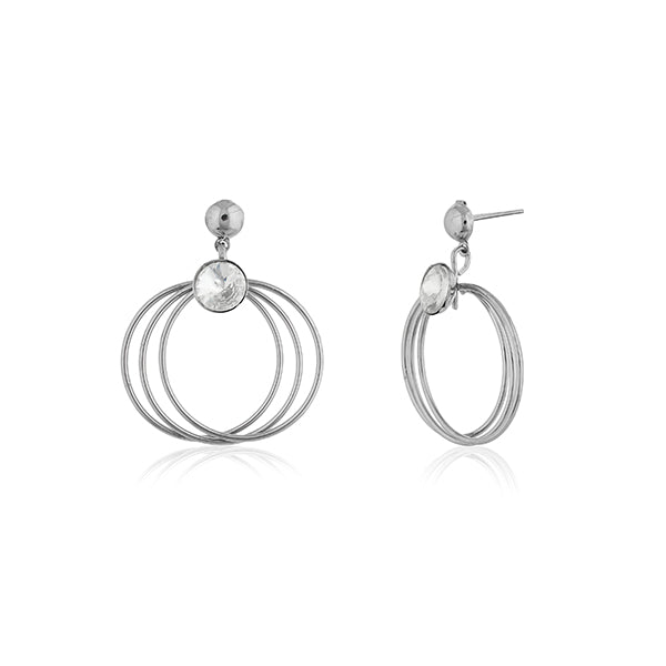 "Oxidized hoop earrings with a studded stone, blending modern style with a hint of sparkle."