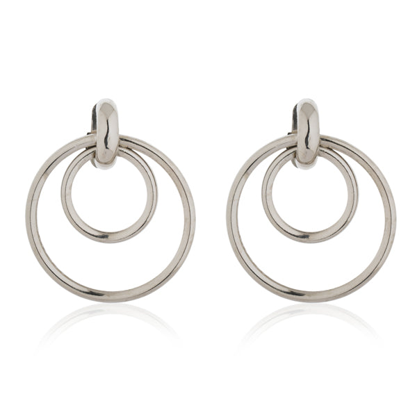"Elegant oxidized silver hoop earrings with a unique ring design, blending modern and classic charm."