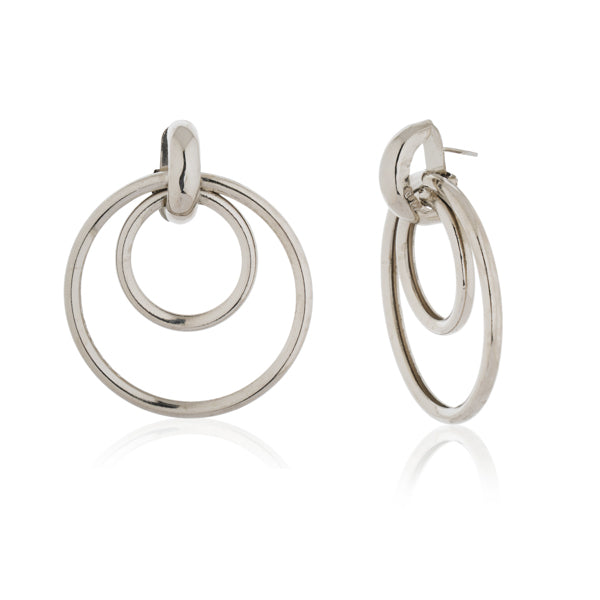 "Elegant oxidized silver hoop earrings with a unique ring design, blending modern and classic charm."