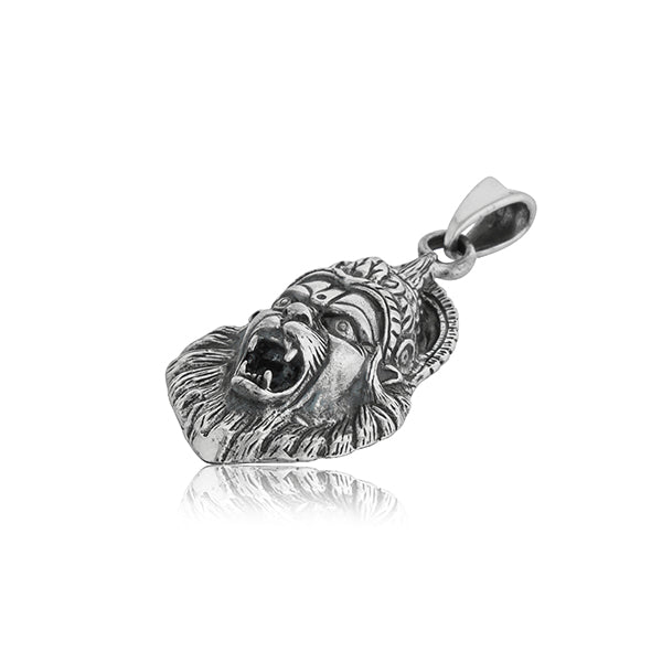 "Intricately crafted 925 silver pendant featuring a powerful depiction of Lord Narasimha."