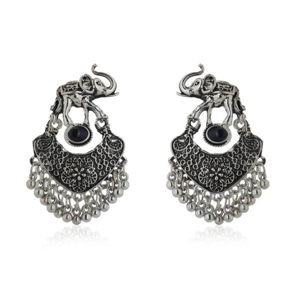 Charming oxidized elephant-design hoops blending tradition with a unique touch.
