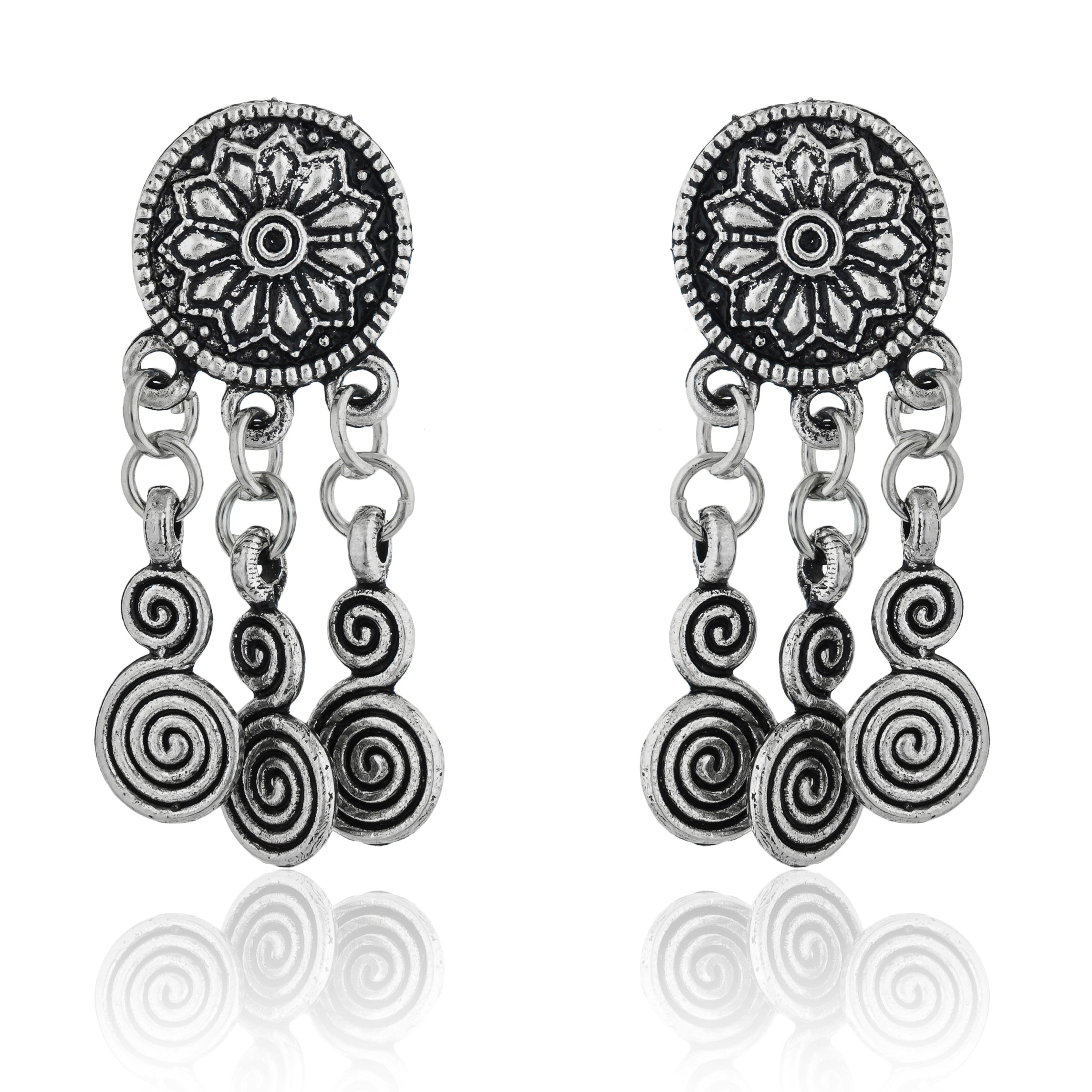 Vintage-style oxidized short necklace set with intricate detailing, perfect for festive elegance.