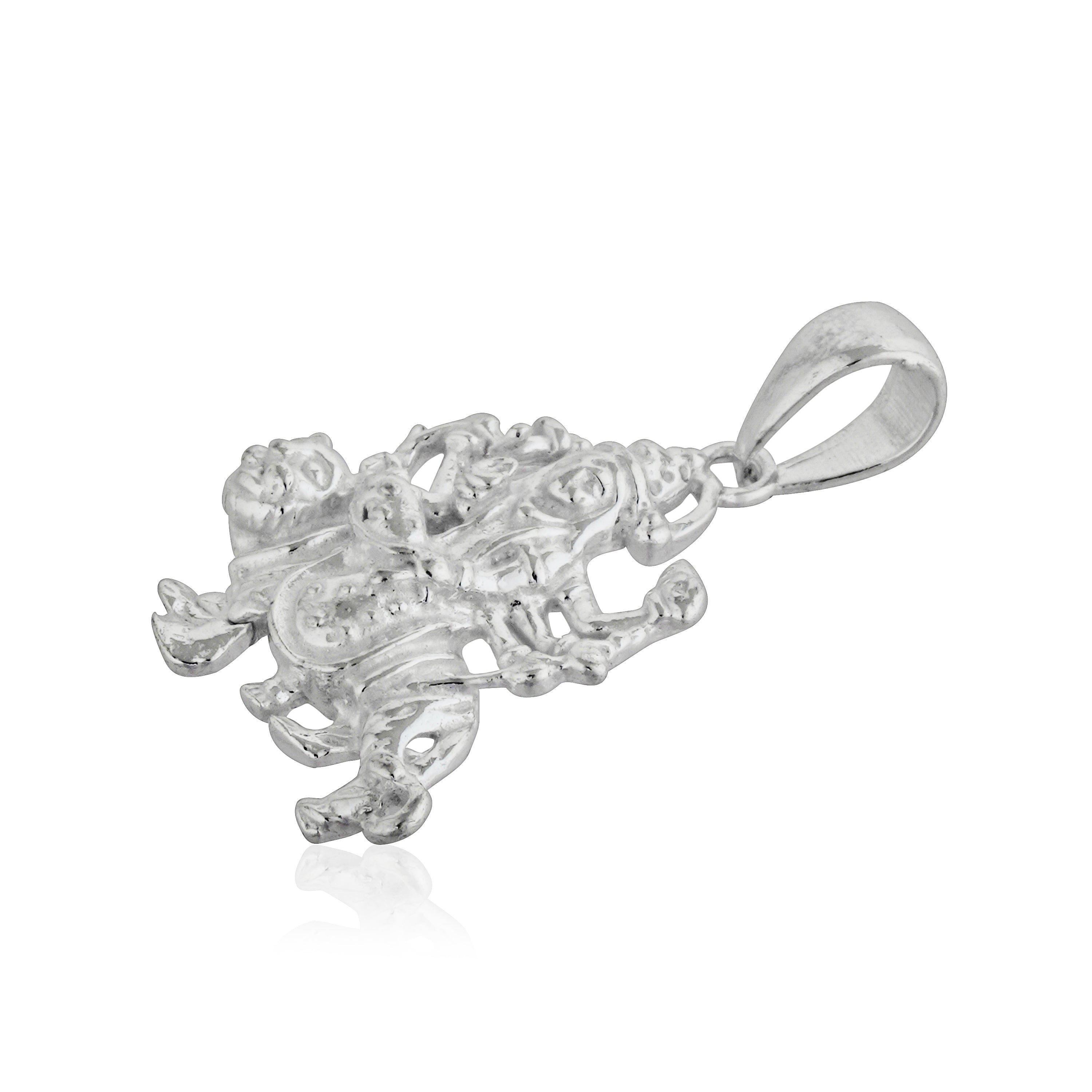 Intricately crafted 925 silver pendant with Goddess Durga design, symbolizing strength and devotion.