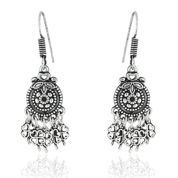 Stunning oxidized long necklace set with detailed design, perfect for a festive, elegant look.