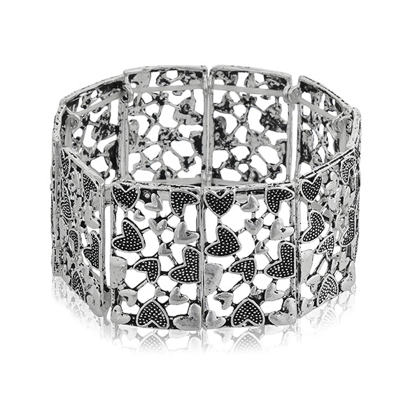 Elegant oxidized choker set with matching earrings and bracelet, ideal for a stylish festive look.