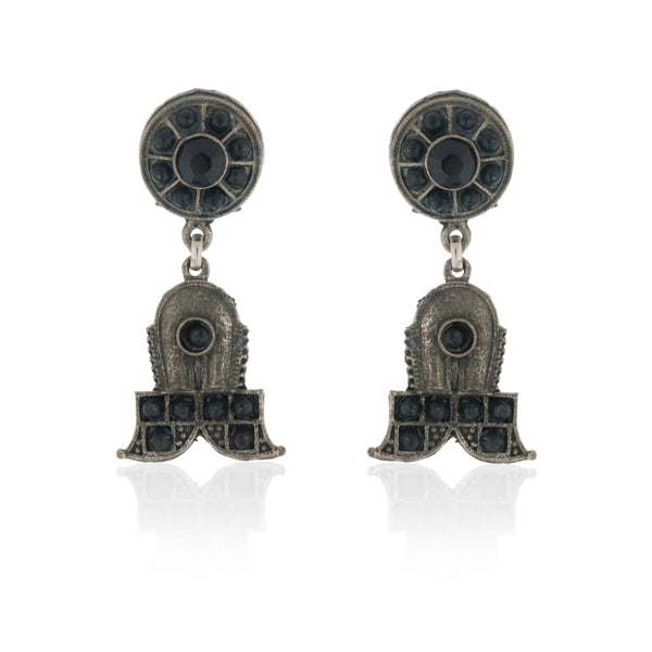 Elegant oxidized long necklace set with intricate details, ideal for festive occasions.