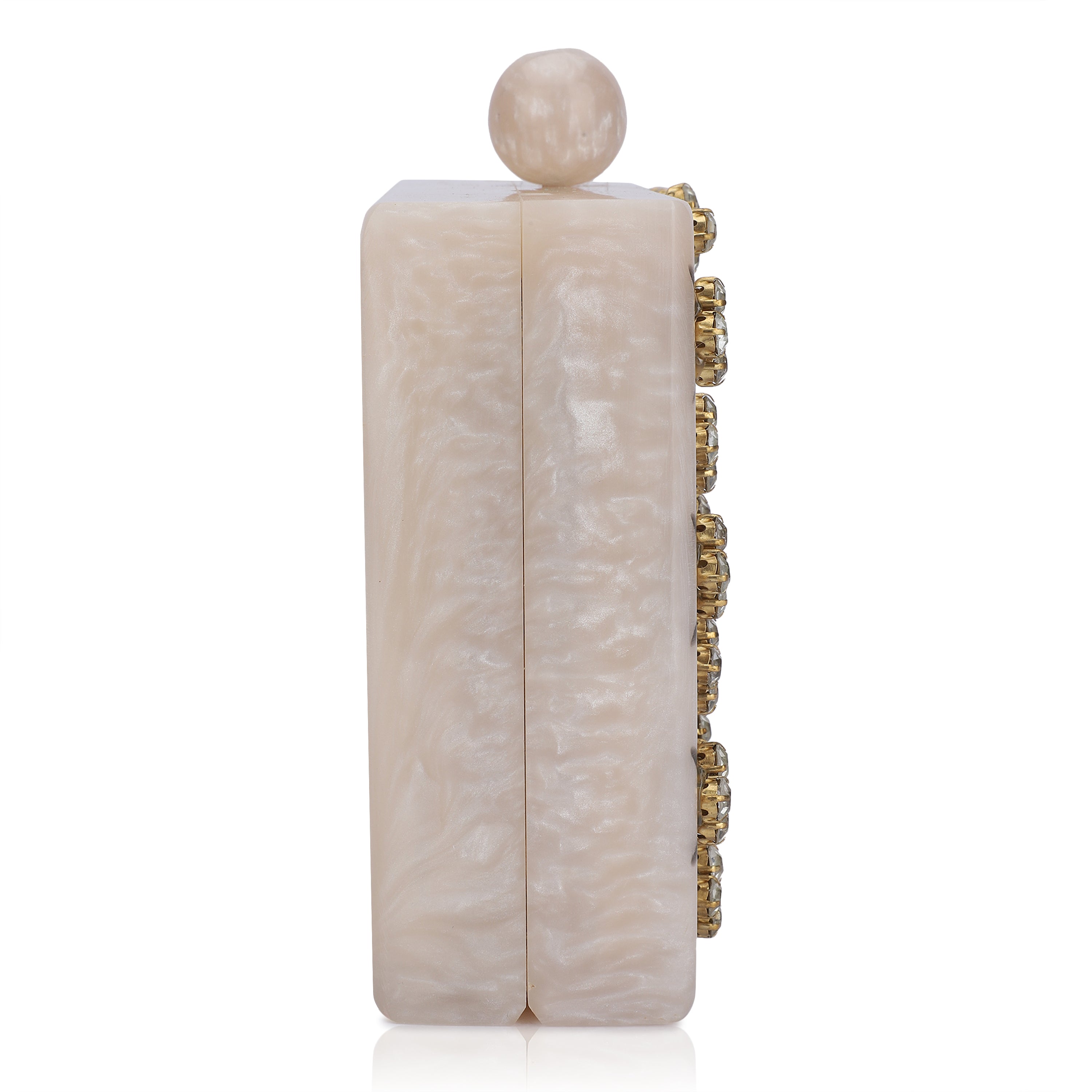 Beautifully crafted salmon resin clutch with exquisite details, perfect for showcasing your style.