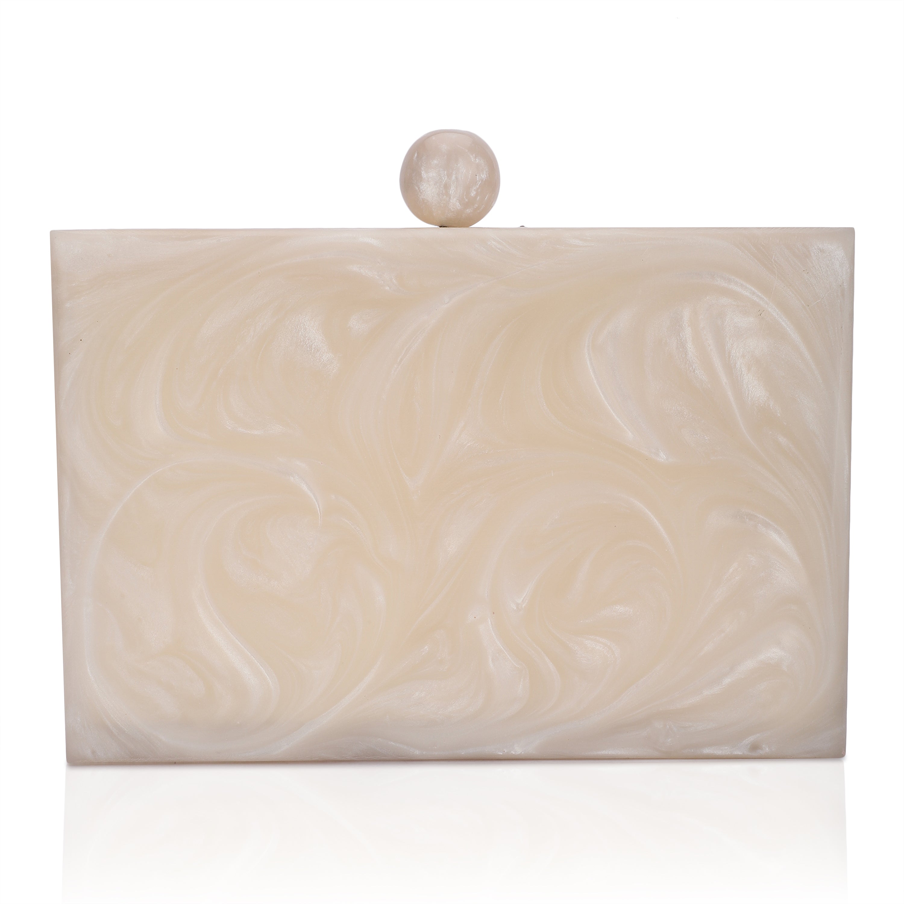 Beautifully crafted salmon resin clutch with exquisite details, perfect for showcasing your style.