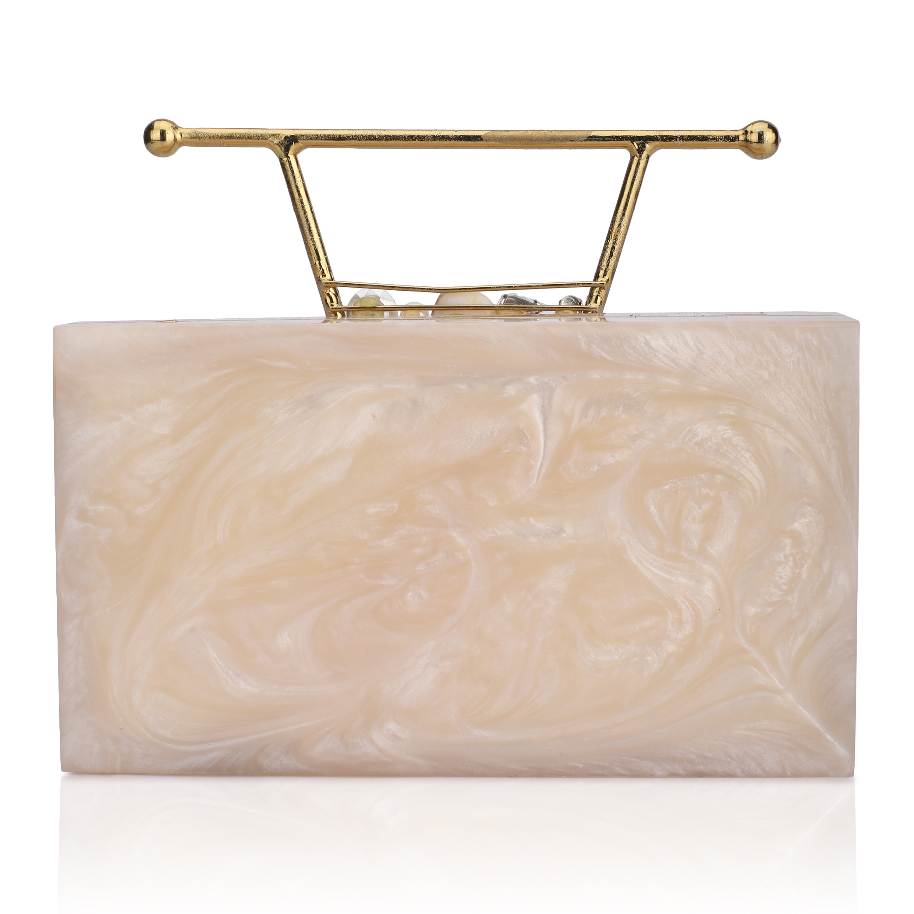 Beautifully crafted salmon resin clutch with exquisite details, perfect for showcasing your style.