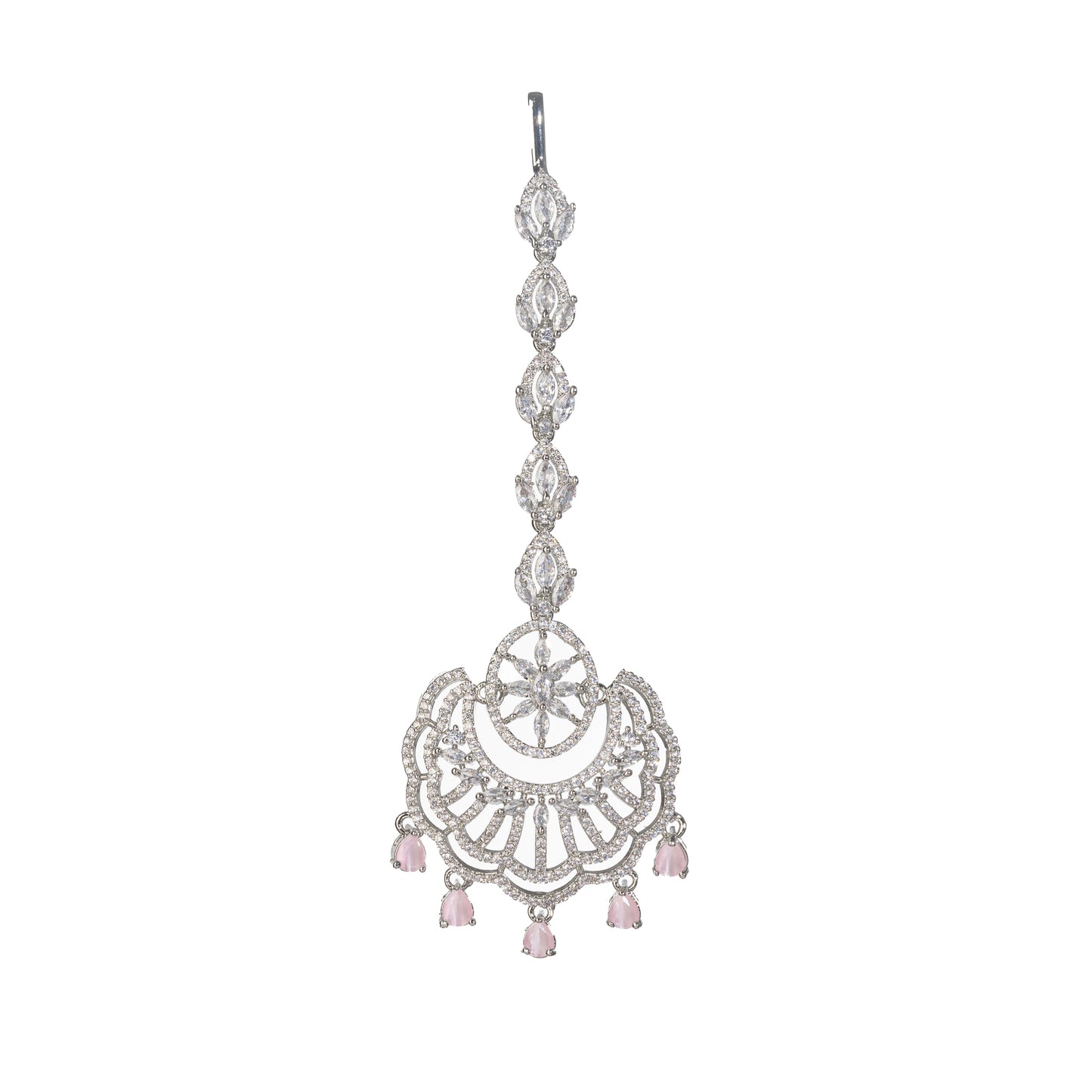 A SHORT PINK  ZIRCON MAANGTIKA OFFERS A SUBTLE YET STRIKING TOUCH OF COLOR AND ELEGANCE.