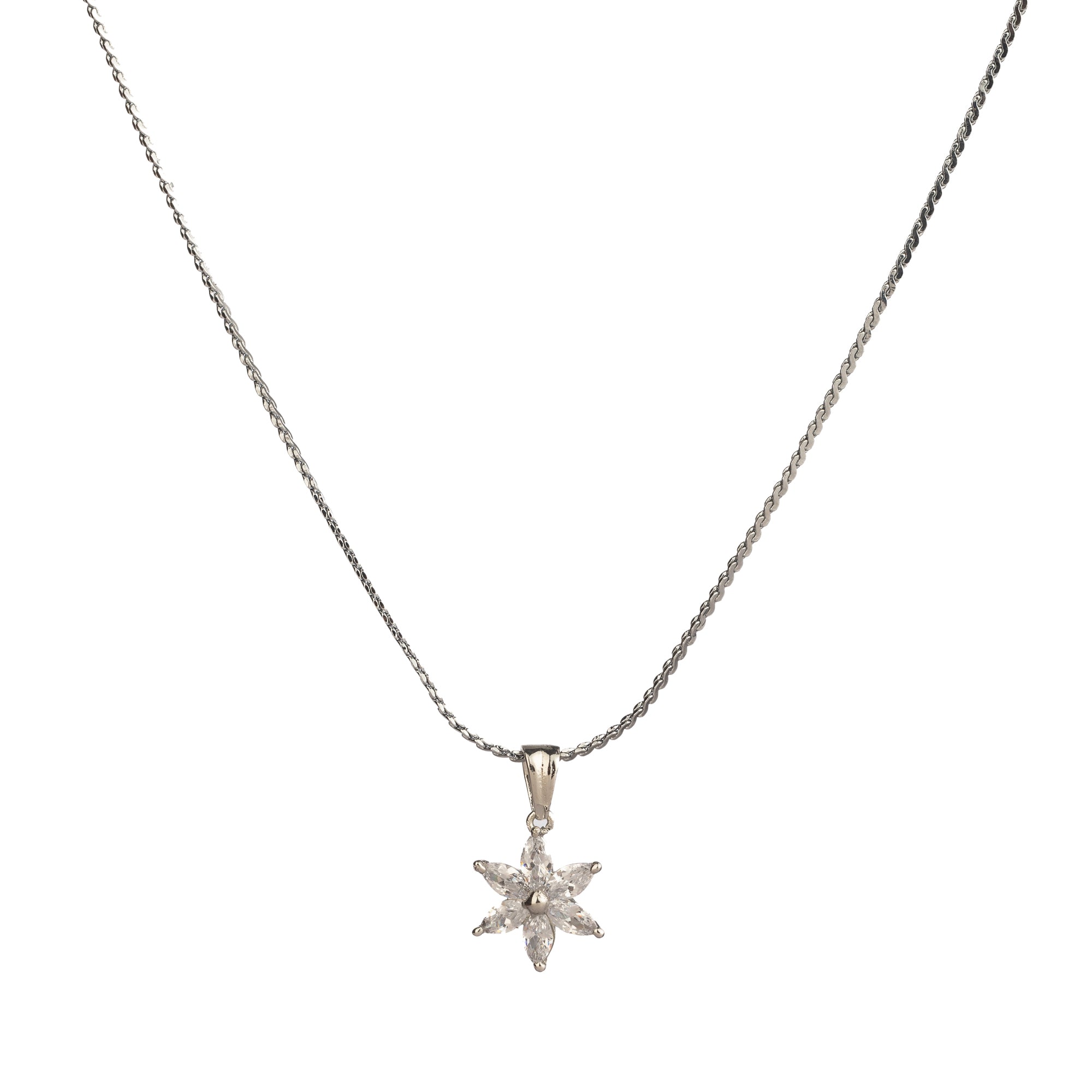 "Star-shaped zircon pendant set for neck and ear, ideal for office wear, adding a modern touch."
