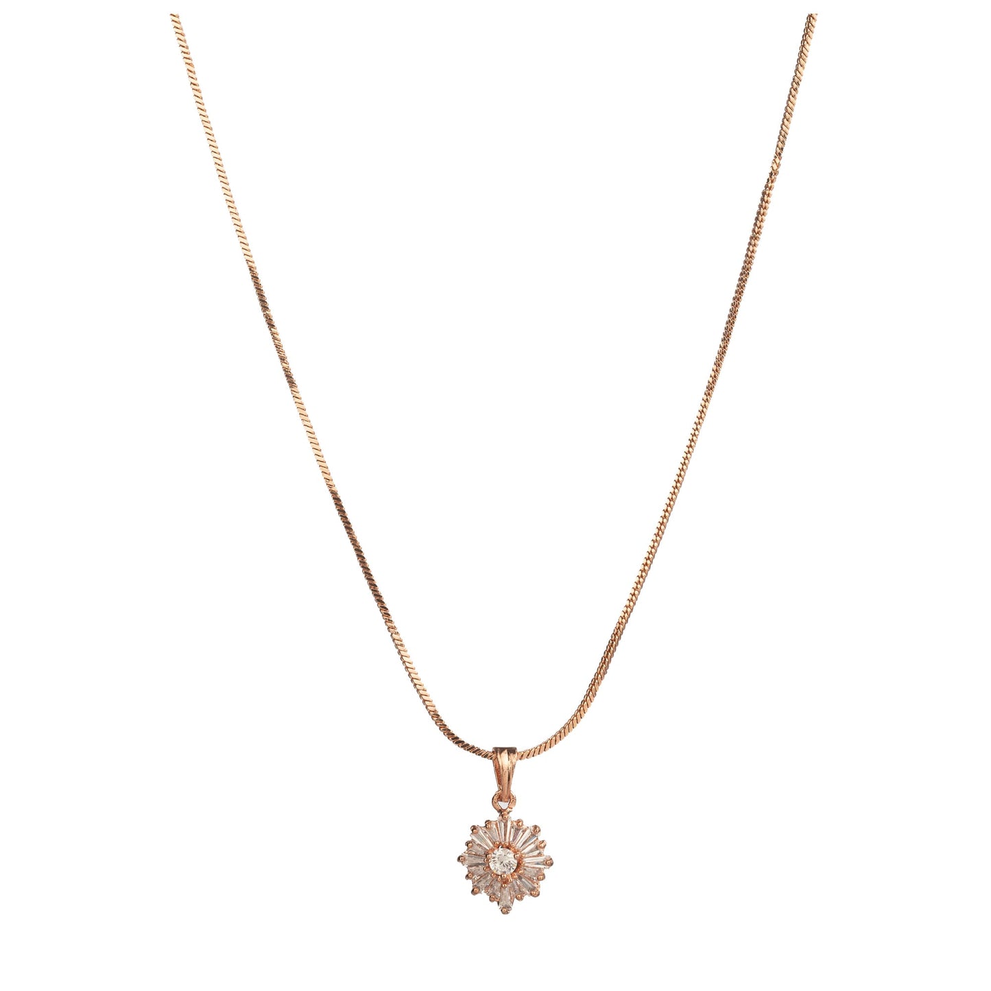 ZIRCON ROSEGOLD PENDENT SET IN STARY LOOK