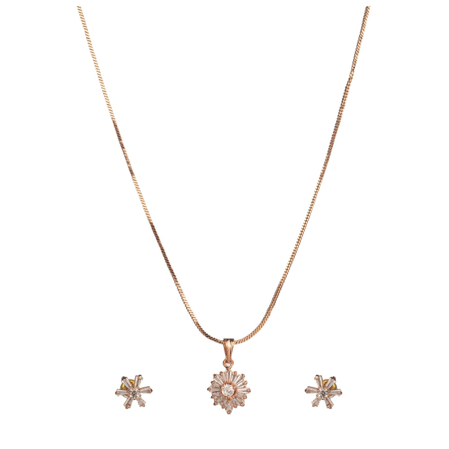 ZIRCON ROSEGOLD PENDENT SET IN STARY LOOK