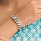 "Dazzling zircon bracelet in silver, adding brilliant sparkle to your wrist, perfect for party wear."
