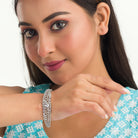 "Dazzling zircon bracelet in silver, adding brilliant sparkle to your wrist, perfect for party wear."
