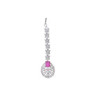 Elegant Pink Zircon Kiara bridal set, featuring delicate pink stones for a refined bridal look, perfect for party wear."
