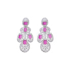 Elegant Pink Zircon Kiara bridal set, featuring delicate pink stones for a refined bridal look, perfect for party wear."
