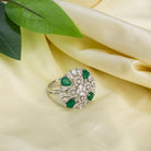 "Zircon green finger ring in silver blends sparkling brilliance with vibrant, refreshing color."
