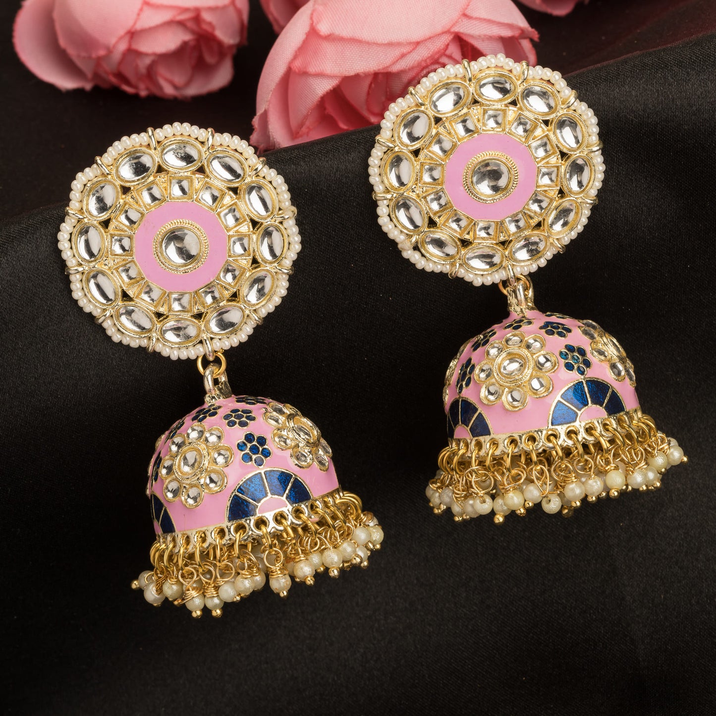 "ORCHID MINAKARI EARRINGS SHOWCASE INTRICATE, VIBRANT DESIGNS WITH TIMELESS ELEGANCE."