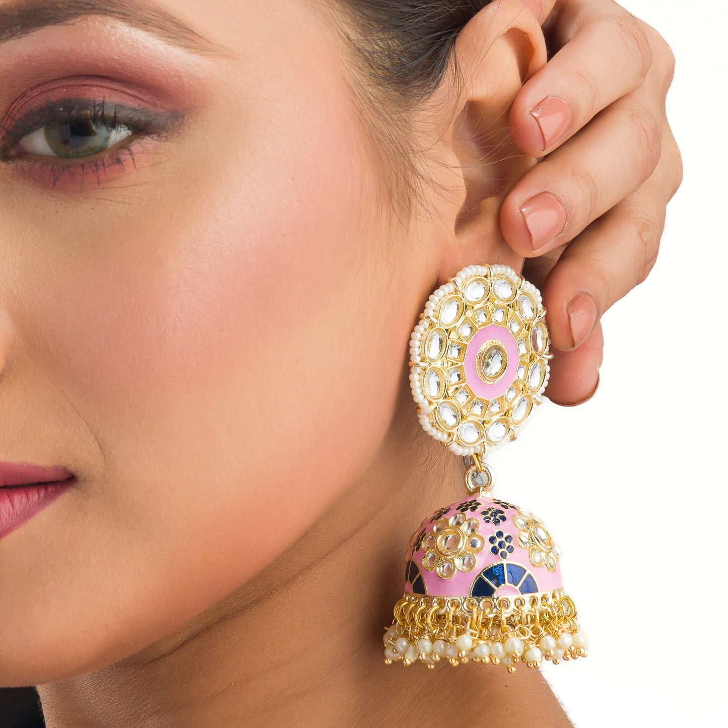 "ORCHID MINAKARI EARRINGS SHOWCASE INTRICATE, VIBRANT DESIGNS WITH TIMELESS ELEGANCE."