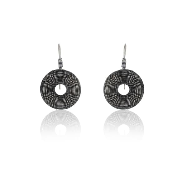 OXIDISED ELEGENT HOOPS EARRINGS