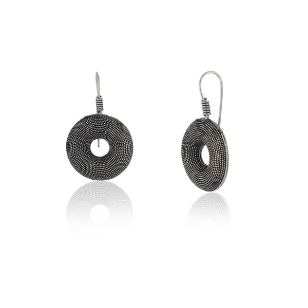 OXIDISED ELEGENT HOOPS EARRINGS