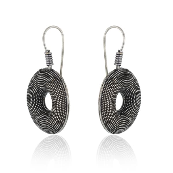 OXIDISED ELEGENT HOOPS EARRINGS