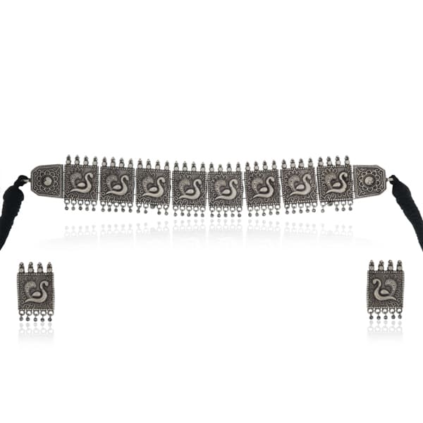 PEACOCK CRAFTED OXIDISED CHOKER SET FOR FESTIVAL WEAR