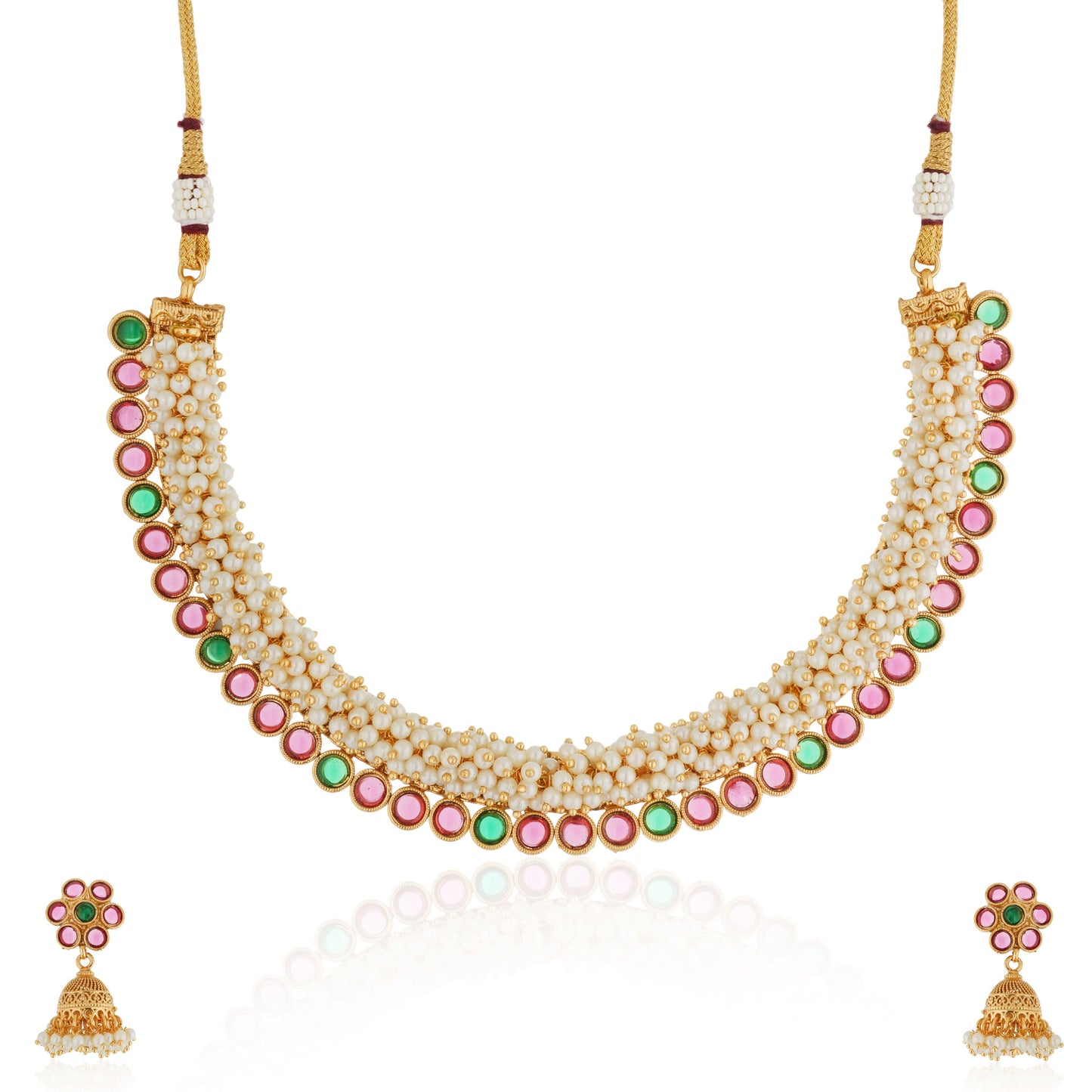 ELEVATE YOUR STYLE WITH THIS PEARLS STUDDED GOLDTONE CHOKER SET