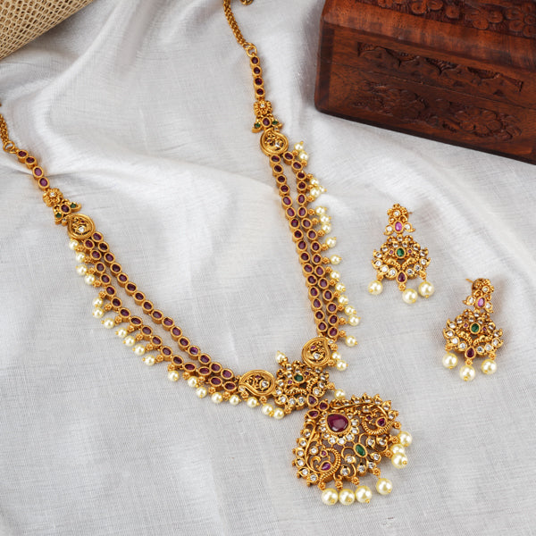 GOLDTONE NECKLACE SET WITH MULTICOLOUR STONES