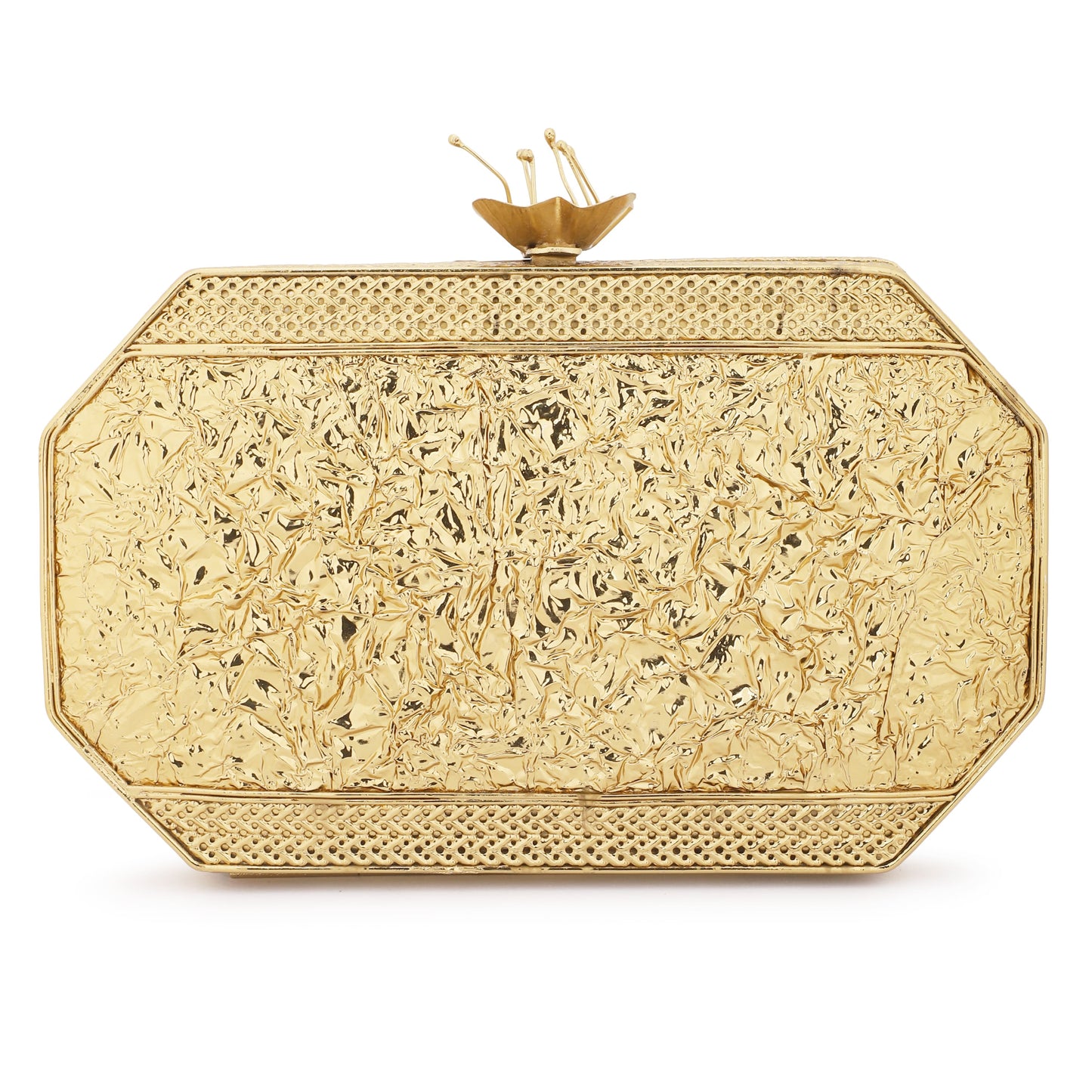 "ELEVATE YOUR STYLE WITH THIS DESIGNER HEXAGONAL-SHAPED MOP CLUTCH.