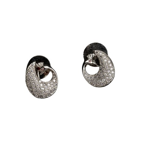 "ELEGANT PEACOCK-SHAPED ZIRCON STUDS ADD A TOUCH OF WHIMSICAL BEAUTY AND SPARKLE TO YOUR LOOK."