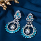 "Aqua zircon earrings with a captivating hue bring elegance and sparkle to your look."
