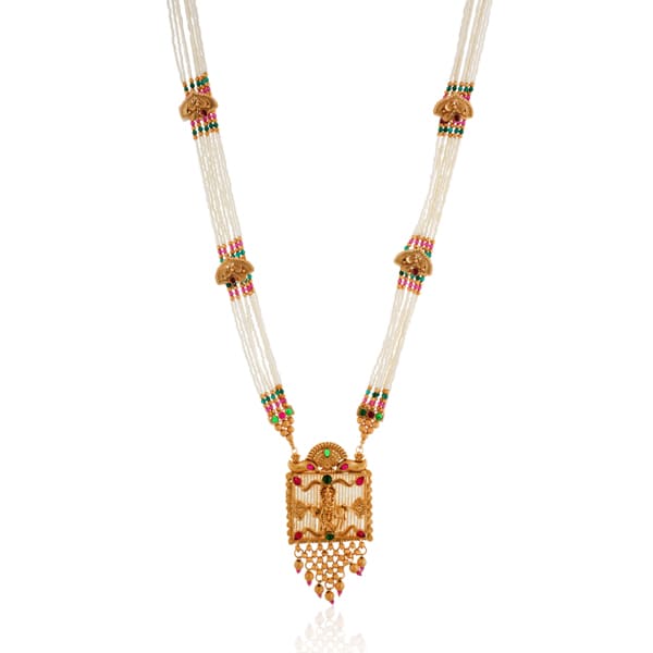 LONG NECKLACE WITH MULTI-COLORED PEARL BEADS ADDS VIBRANT, SOPHISTICATED FLAIR