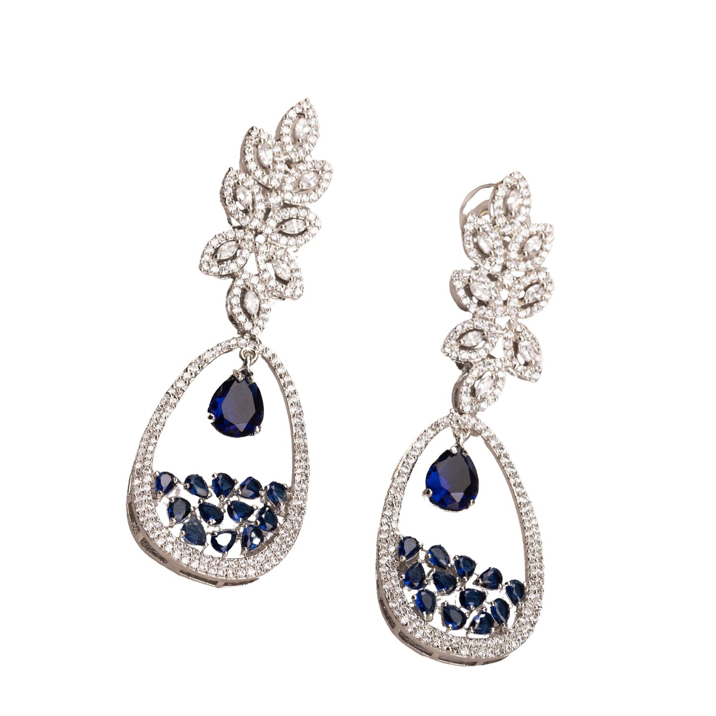 BLUE ZIRCON STUDDED EARRINGS OFFERS A FRESH, DELICATE SPARKLE WITH A HINT OF SERENE ELEGANCE."