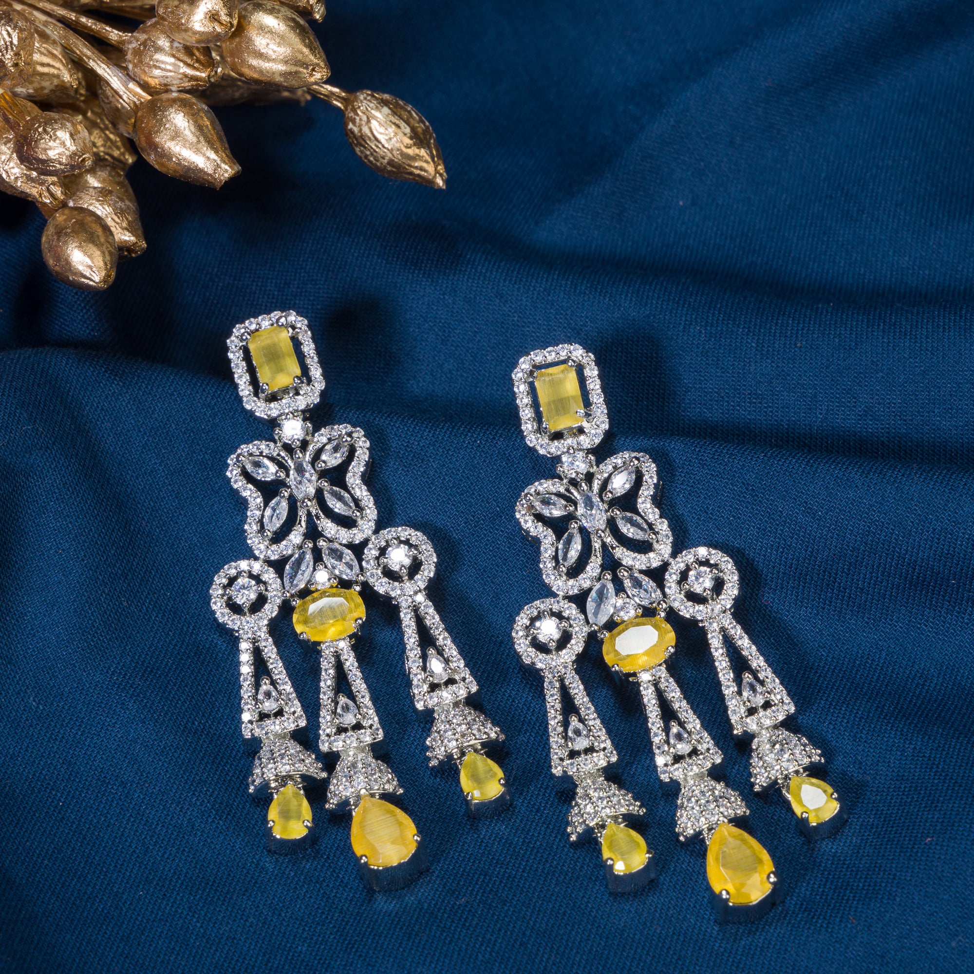 1. "Yellow zircon earrings add a bright, sunny sparkle with vibrant, elegant charm."
