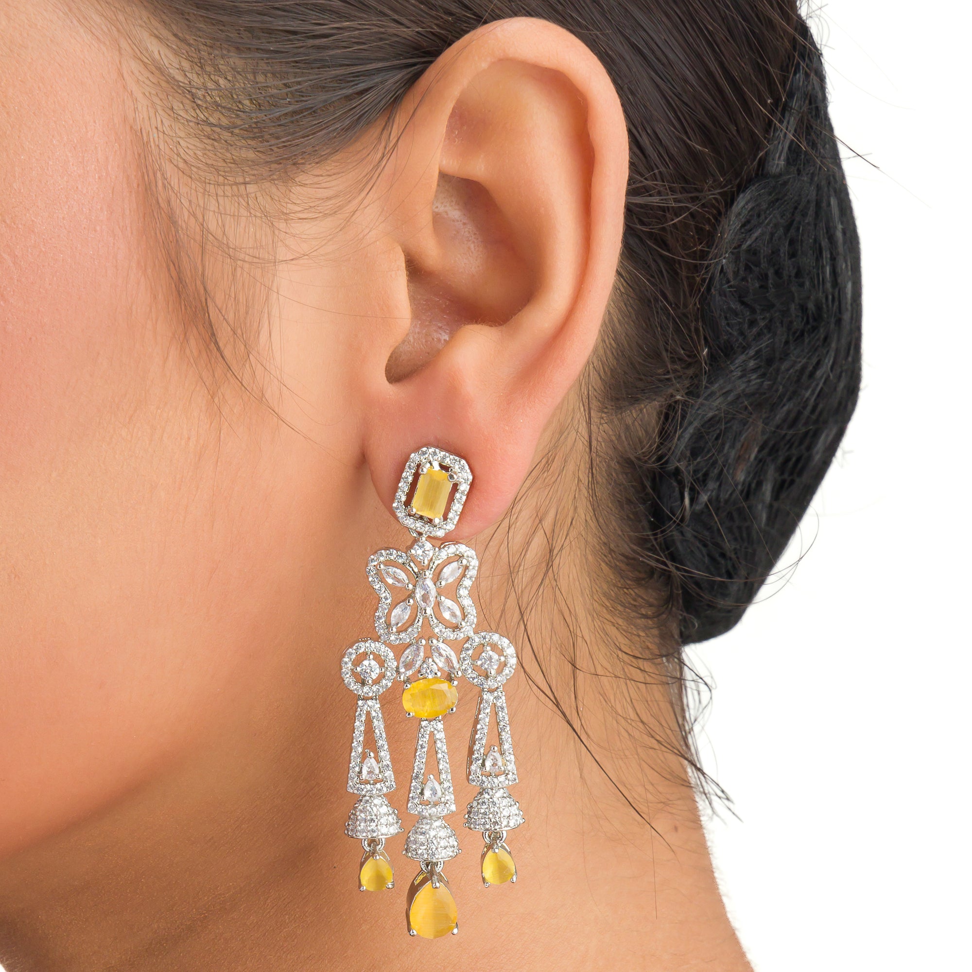 1. "Yellow zircon earrings add a bright, sunny sparkle with vibrant, elegant charm."
