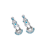 1. "Blue zircon earrings shine with captivating sparkle and a rich, vibrant hue for a stunning effect."
