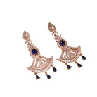 "Rose gold zircon long earrings blend elegant sparkle with modern sophistication."
