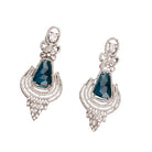 "Teal zircon earrings offer a striking, vibrant look with a touch of elegance."
