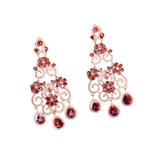 Rose gold zircon long earrings combine modern elegance with sparkling sophistication."
