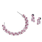 "Pink zircon heavy necklace boasts striking brilliance and bold elegance."
