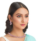 "Pink zircon heavy necklace boasts striking brilliance and bold elegance."
