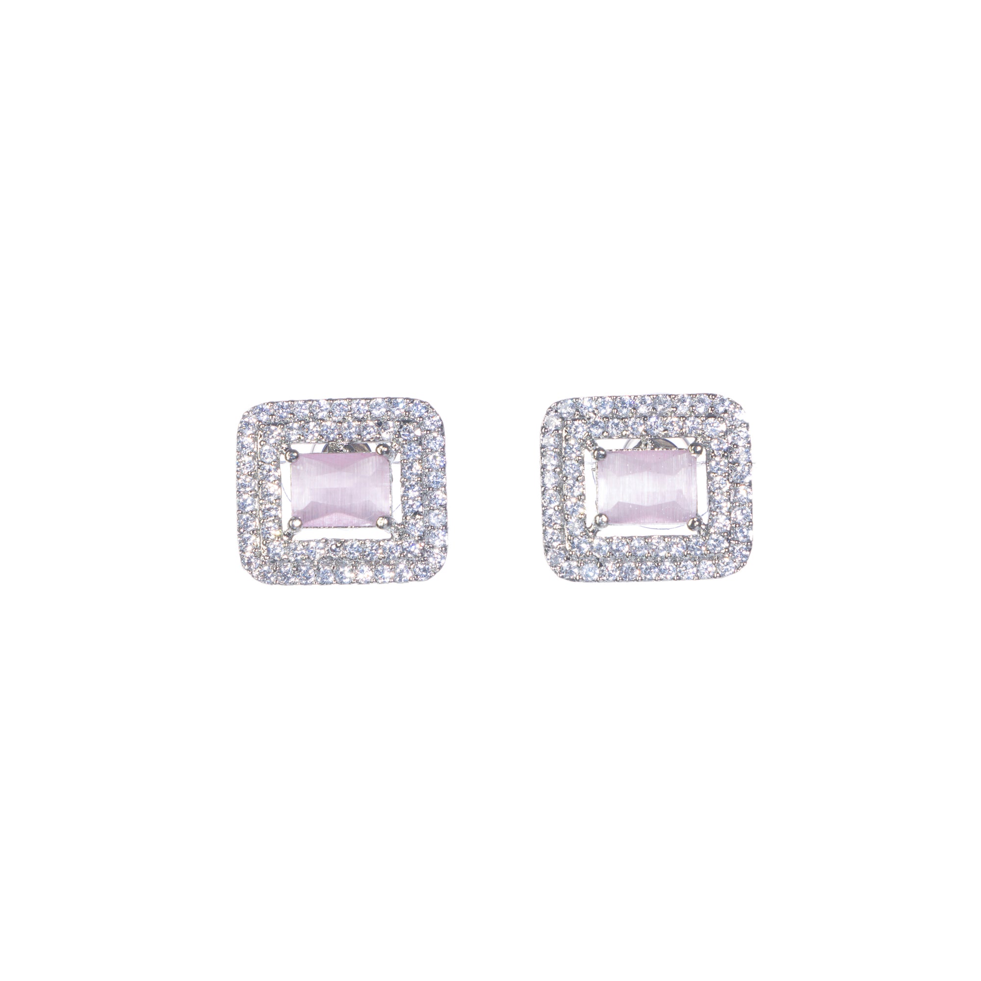 "Pink square zircon short necklace adds vibrant, chic elegance to your look."
