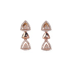 "Triangular rose gold zircon necklace adds sleek, modern sophistication to your look."
