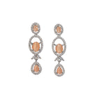 "Salmon zircon necklace with white zircons adds vibrant sparkle for a lively, chic look."
