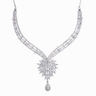  "Trendy zircon necklace blends modern style with dazzling brilliance for a refined look."
