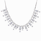 "Zircon necklace sparkles with dazzling brilliance for a sophisticated look."
