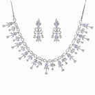 "Zircon necklace sparkles with dazzling brilliance for a sophisticated look."
